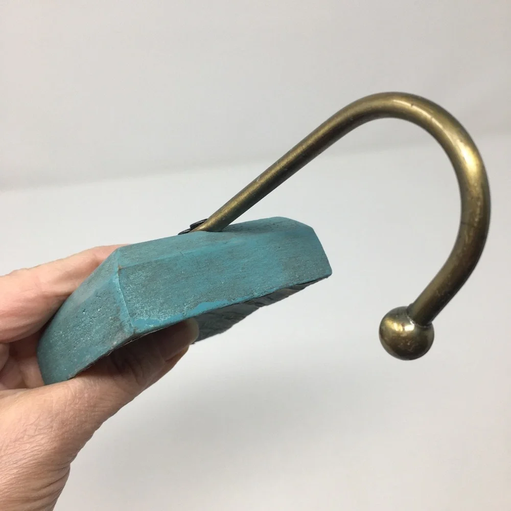 Pair of Victorian Inspired Square Turquoise Gold Paisley and Skeleton Key Hooks